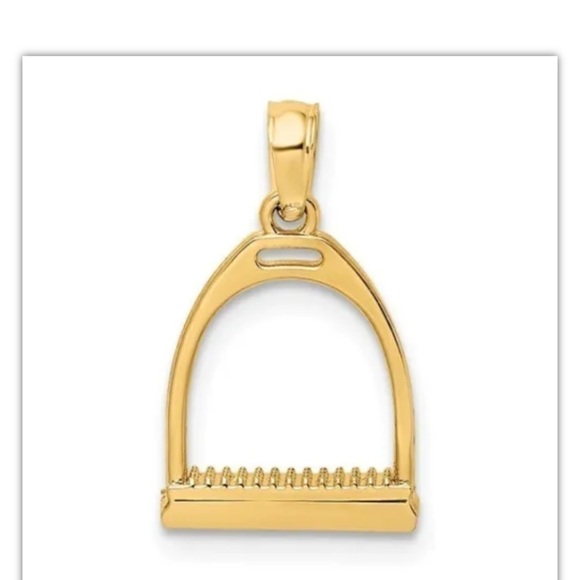 10k Yellow Gold 3D Polish Small Horse Stirrup Charm NEW - Picture 1 of 2